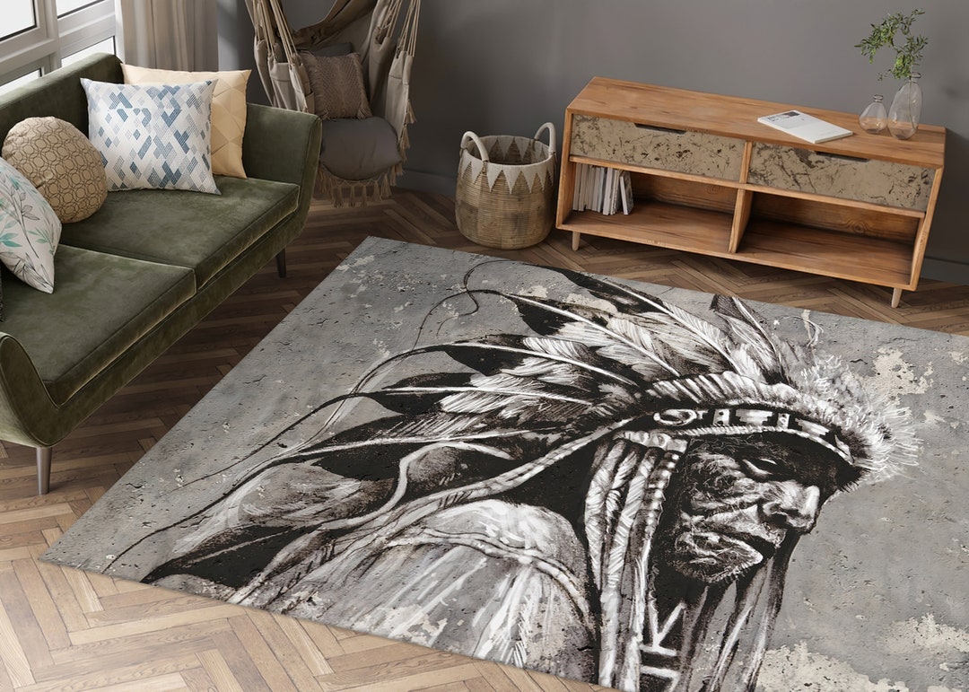 Soft Rug, Large Rug, Kitchen Rug, Nonslip Carpet, Modern Rug, American Indian Rug, Man Cave Rug