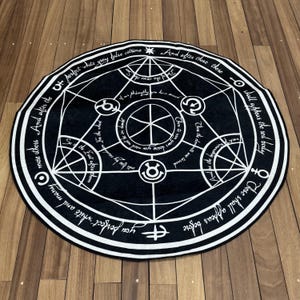 FMA Transmutation Rugs, FMA Rugs, Manga Rug, Modern Rug, Colorful Rug, Large Rug, Chenille Rug, Kitchen Rug, Non-Slip Carpet, Circle Rug,