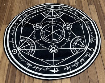 FMA Transmutation Rugs, FMA Rugs, Manga Rug, Modern Rug, Colorful Rug, Large Rug, Chenille Rug, Kitchen Rug, Non-Slip Carpet, Circle Rug,