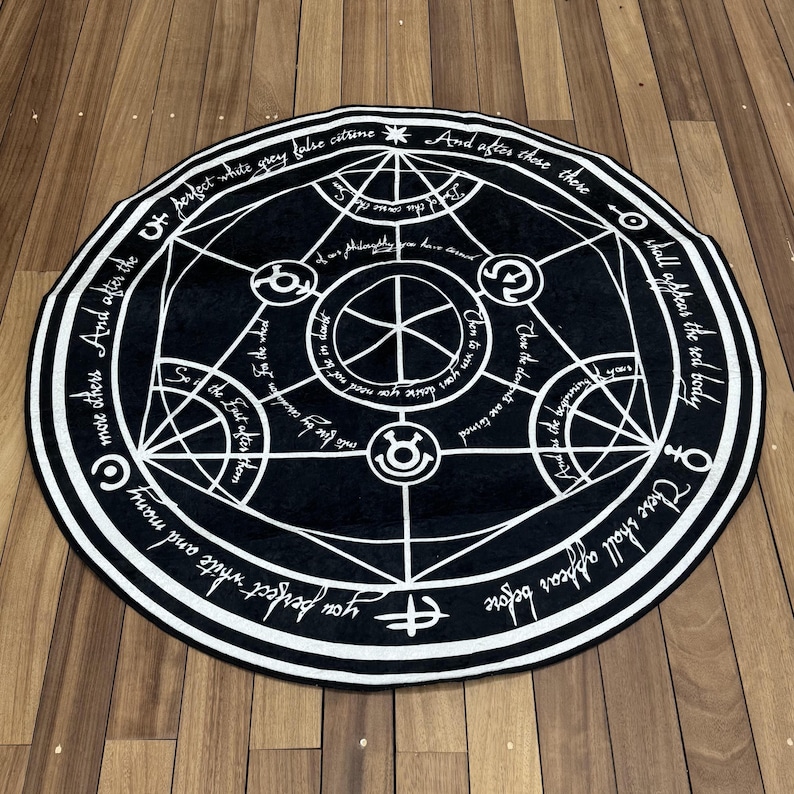 FMA Transmutation Rugs, FMA Rugs, Manga Rug, Modern Rug, Colorful Rug, Large Rug, Chenille Rug, Kitchen Rug, Non-Slip Carpet, Circle Rug, image 1