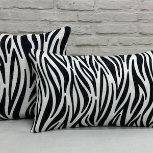 Black Pillow Case, Black and White Cushion, Zebra Pattern Pillow Sham, Animal Printed Pillow, Pillow, Living Room Pillow, Home Decor,