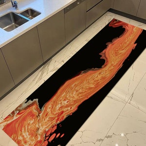 Salon Decor Rug, Colorful Rug, Non-Slip Carpet, Modern Rug, Orange And Black Rug, Hallway Rug, Front Door Rug, Area Rug, Luxury Rug,