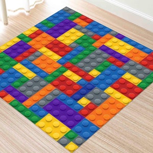 Colorful Building Blocks Rug, Girl Room Rugs, Boy Room Rugs, Children Rugs, Non-Slip Carpet, Housewarming Gift, Nursey Rug, Kids Rug,