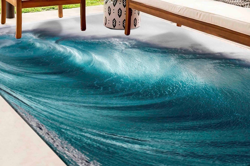 Water Wave Rugs, Ocean Rugs, Blue Rug, Landscape Rugs, Step Rug, Non-Slip Carpet, Kitchen Rug, Bathroom Rug, Classic Rug, Door Mat, image 4