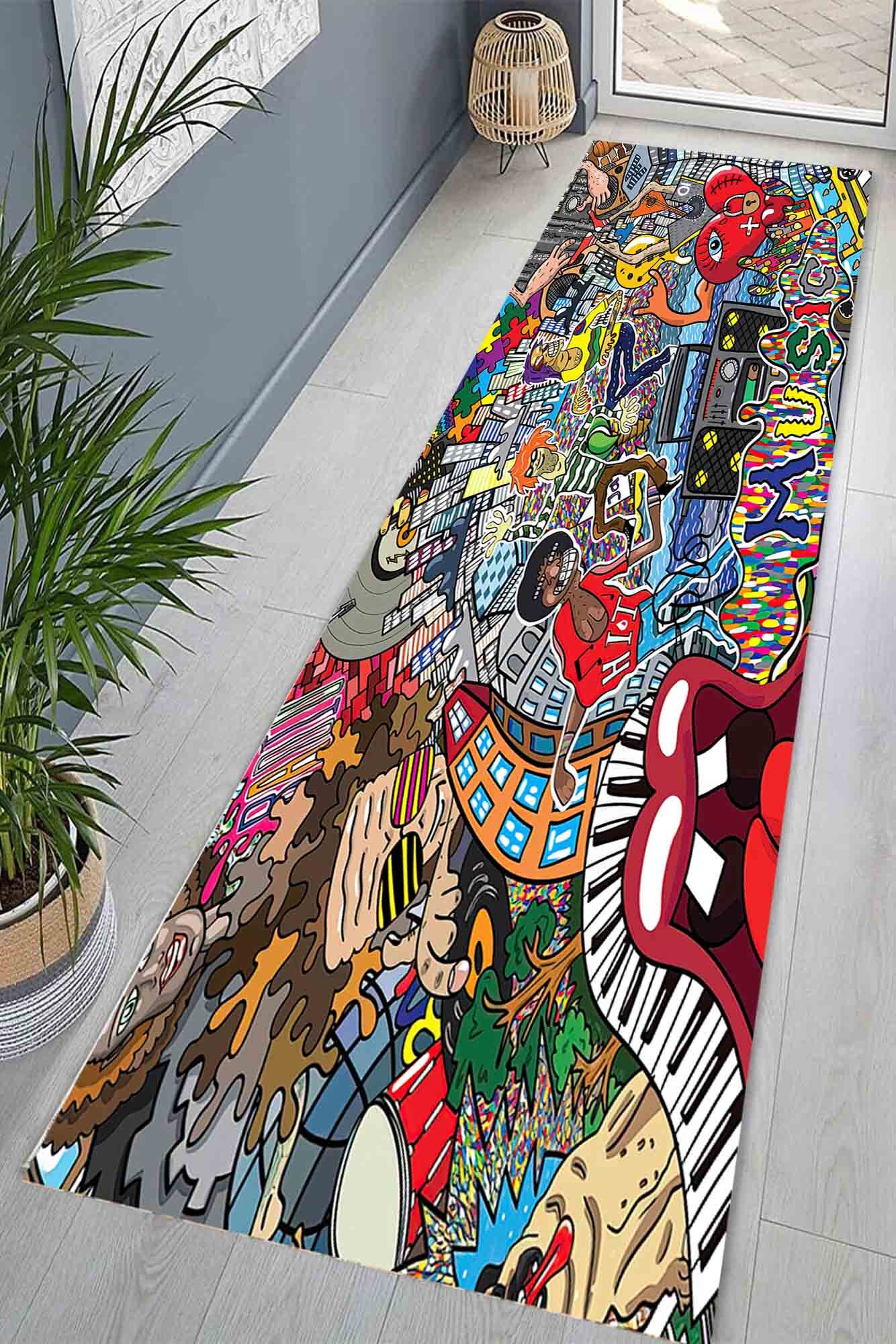 Kitchen Rug, Cool Rug, Door Mat, Anti-slip Carpet, Graffiti Rugs
