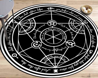 FMA Transmutation Rugs, FMA Rugs, Manga Rug, Modern Rug, Colorful Rug, Large Rug, Chenille Rug, Kitchen Rug, Non-Slip Carpet, Circle Rug,