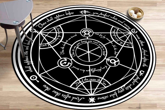 FMA Transmutation Rugs, FMA Rugs, Manga Rug, Modern Rug, Colorful Rug, Large Rug, Chenille Rug, Kitchen Rug, Non-Slip Carpet, Circle Rug,