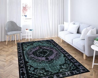 Green Rugs, Medallion Pattern Rugs, Ethnic Pattern Rugs, Boho Rugs, Turkish Rug, Stair Rug, Salon Rug, Housewarming Gift, Decorative Rug,