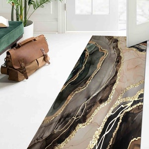 Kitchen Rug, Decorative Rug, Small Rug, Gift Rug, Gold Rug, Brown Marble Rugs, Alcohol Ink Rug, Hallway Rug, Machine Washable Rug, image 5