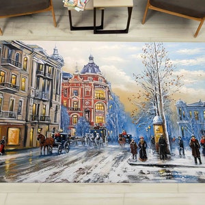 Snow Landscape in the City Rugs, Abstract Rugs, Modern Rugs, View Rug, Area Rug, Pattern Rug, Outdoor Rug, Bedroom Rug, Wedding Rug,
