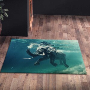 Elephant Rugs, Kids Room Rug, Underwater Rug, Animal Rugs, Personalized Gifts, Non Slip Rug, Home Decor Rug, Bathroom Rug, Area Rug, image 4