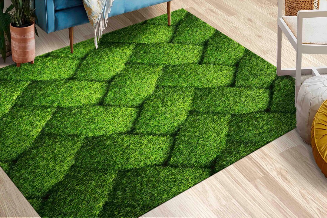 Green Grass Rugs, Green Rugs, Trendy Rug, Botanical Rugs, Decorative