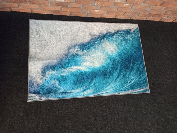 Water Wave Rugs, Ocean Rugs, Blue Rug, Landscape Rugs, Step Rug, Non-Slip Carpet, Kitchen Rug, Bathroom Rug, Classic Rug, Door Mat,