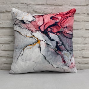 Red Pillow, Marble Cushion Case, Luxury Marble Cushion Case, Red Marble Pillow Case, Marble Printed Pillow, Luxury Pillow, Luxury Decor,