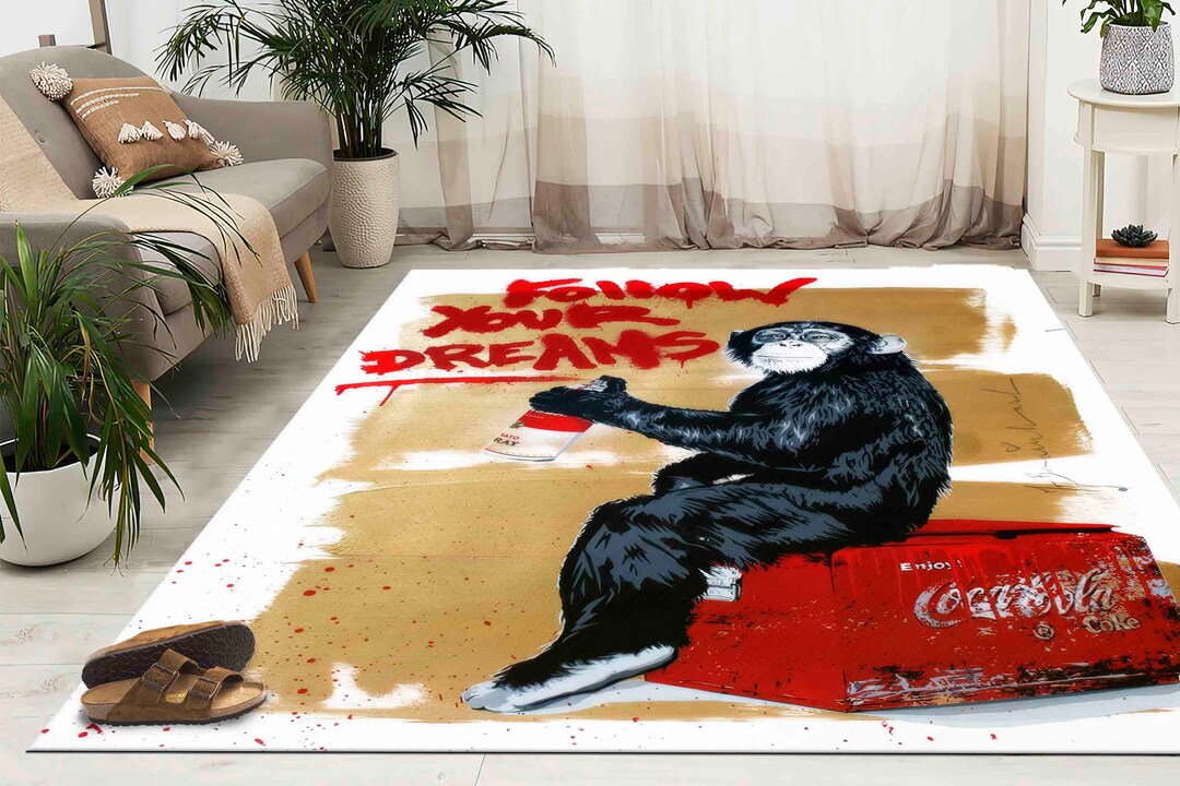 Red Monkey Rug Colorful Rug, Luxury Rug, Pattern Rug, Anti-slip Carpet, Graffiti Rug ...