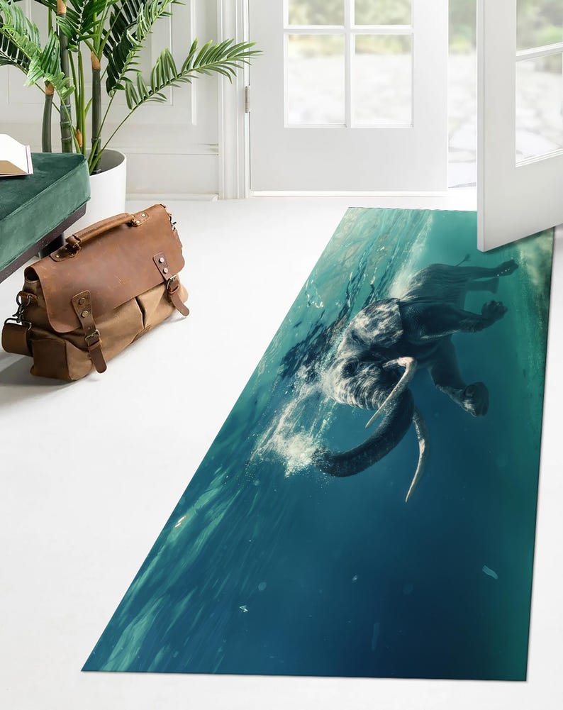 Elephant Rugs, Kids Room Rug, Underwater Rug, Animal Rugs, Personalized Gifts, Non Slip Rug, Home Decor Rug, Bathroom Rug, Area Rug, image 6