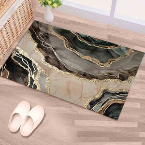 Kitchen Rug, Decorative Rug, Small Rug, Gift Rug, Gold Rug, Brown Marble Rugs, Alcohol Ink Rug, Hallway Rug, Machine Washable Rug, image 7