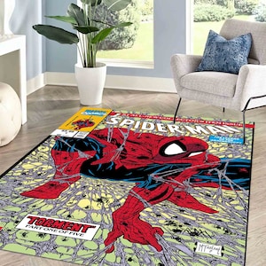 Custom Rug, Salon Decor Rug, Bedroom Rug, Non-Slip Carpet, Kids Room Rug, Cartoon Rug, Spiderman Rug, Wall Hanging Rug, Cool Rug, Runner Rug