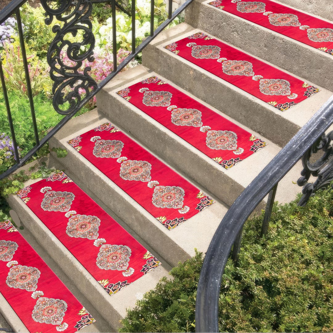Colorful Step Rug, Turkish Kilim Pattern Step Rug, Washable Step Rug ...