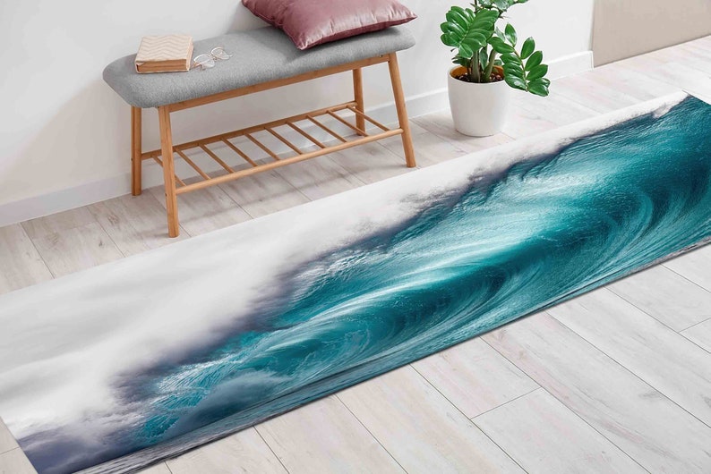 Water Wave Rugs, Ocean Rugs, Blue Rug, Landscape Rugs, Step Rug, Non-Slip Carpet, Kitchen Rug, Bathroom Rug, Classic Rug, Door Mat, image 6
