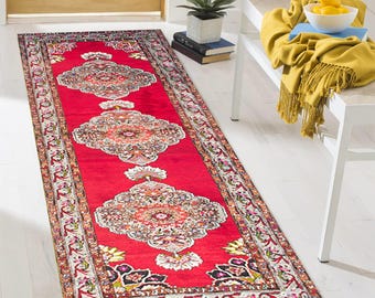 Anatolian Rug, Vintage Rug, Turkish Pattern Rug, Washable Rug, Non Slip Runner Rug, Handmade Rug, Classic Rug, Corridor Rug, Soft Floor Rug,