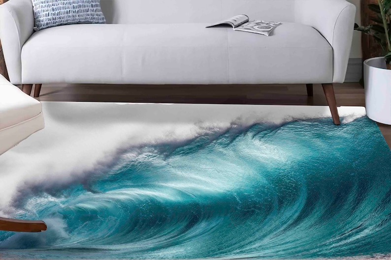 Water Wave Rugs, Ocean Rugs, Blue Rug, Landscape Rugs, Step Rug, Non-Slip Carpet, Kitchen Rug, Bathroom Rug, Classic Rug, Door Mat, image 3