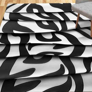 Black and White Rug, Black Rug, Abstract Rug, Modern Rugs, Accent Rug, Small Rug, Gift For Her, Living Room Rug, Entryway Rug, 3D Rug,