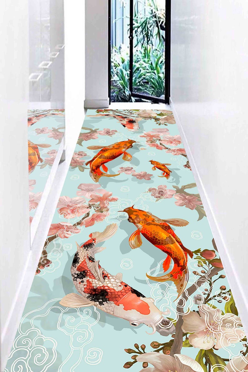 Japanese Koi Fish Rug, Japanese Rug, Koi Rugs, Animal Rug, Car Mat, Nursery Rug, Bathroom Rug, Anti-Slip Carpet, Entry Rug, Fish Rug, image 1