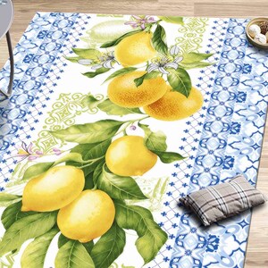 Lemon Pattern Rug, Lemon Rugs, Blue Rugs, Modern Rug, Outdoor Rug, Car Mat, Anti-Slip Carpet, Classic Rug, Door Mat, Thin Rug, Yellow Rug, image 2