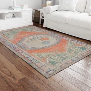 Vintage Design Rugs, Blue Rug, Beige Rug, Luxury Rug, Turkish Rug, Salon Decor Rug, Entry Rug, Cool Rug, Kitchen Rug, Non Slip Rug,