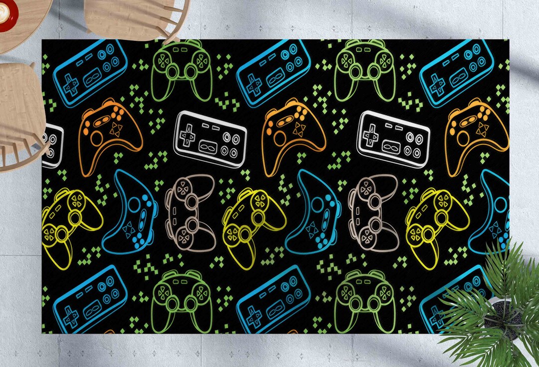 Gaming Room Rug, Neon Colors Rugs, Man Cave Rug, Modern Rug, Round Rug ...