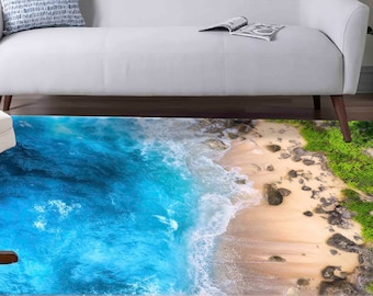 Cool Rug, Colorful Rug, Kitchen Rug, Gift For Her, Landscape Rug, Ocean Rug, Sea Landscape Rug, Pattern Rug, Step Rug, Saloon Rug,