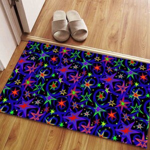 Stars Rug, Retro Rug, Play Room Rugs, Modern Rugs, Neon Rug, Wedding Rug, Anti-Slip Carpet, Cool Rug, Easy To Clean Rug, Classic Rug, immagine 7