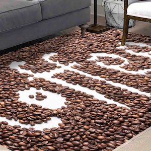 Coffee Rug, Coffee Lover Gift Rugs, Brown Rug, Modern Rug, Wall Hanging Rug, Accent Rug, Kitchen Rug, Custom Rug, Popular Rug, Cafe Rug,
