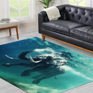 Elephant Rugs, Kids Room Rug, Underwater Rug, Animal Rugs, Personalized Gifts, Non Slip Rug, Home Decor Rug, Bathroom Rug, Area Rug, image 2