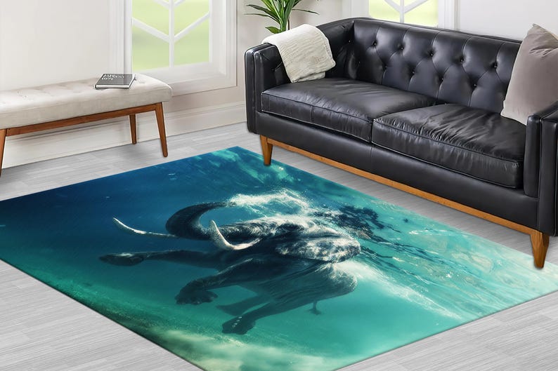 Elephant Rugs, Kids Room Rug, Underwater Rug, Animal Rugs, Personalized Gifts, Non Slip Rug, Home Decor Rug, Bathroom Rug, Area Rug, image 2
