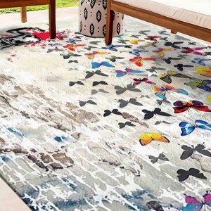 Banksy Butterfly Rug, Classic Rug, Chenille Rug, Non-Slip Carpet, Street Rugs, Banksy Head Shot Rugs,  Rug,Decorative Rug, Office Rug,