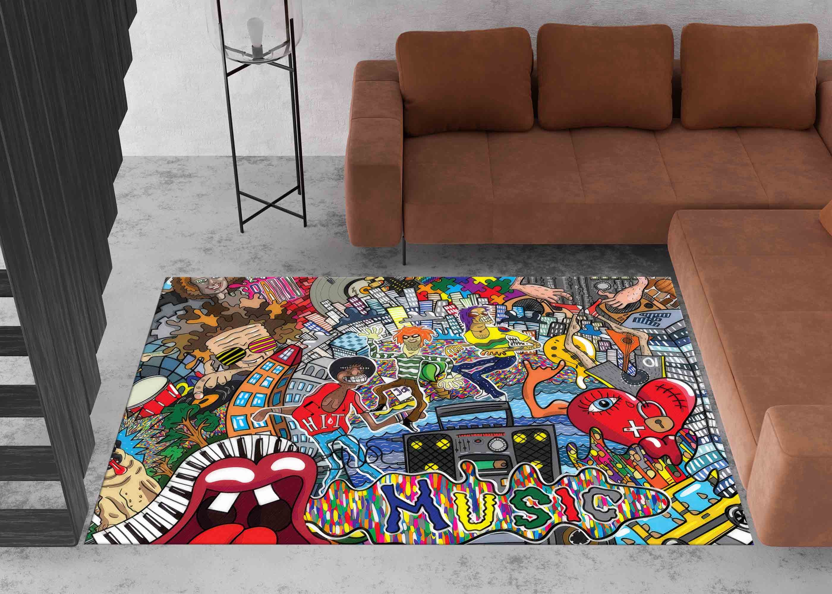 Kitchen Rug, Cool Rug, Door Mat, Anti-slip Carpet, Graffiti Rugs
