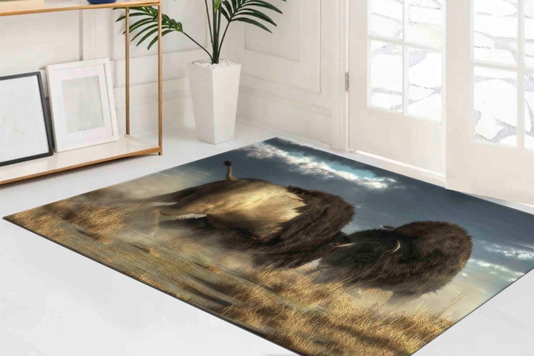3D Printed Rug, Nursery Rug, Soft Rug, Gift for Her, Animal Rugs, Bull ...