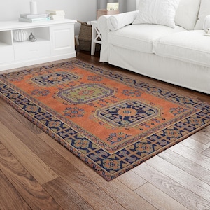 Vintage Design Rug, Green Rug, Orange Rug, Farmhouse Decor Rug, Turkish Rug, Living Room Rug, 3D Printeds Rug, Popular Rug, Soft Rug,