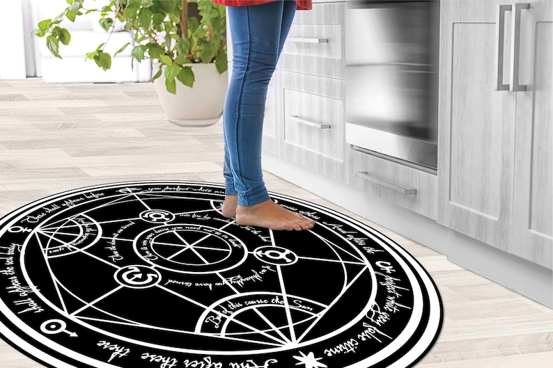 FMA Transmutation Rugs, FMA Rugs, Manga Rug, Modern Rug, Colorful Rug, Large Rug, Chenille Rug, Kitchen Rug, Non-Slip Carpet, Circle Rug, image 8