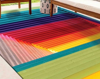 Dining Room Rug, Runner Rug, Office Rug, Personalized Gifts, Modern Rug, Colorful Rug, Colorful 3d Effect Rug, Home Decor Rug, Indoor Rug,