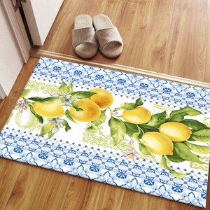 Lemon Pattern Rug, Lemon Rugs, Blue Rugs, Modern Rug, Outdoor Rug, Car Mat, Anti-Slip Carpet, Classic Rug, Door Mat, Thin Rug, Yellow Rug, image 7