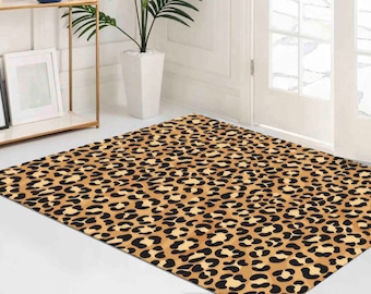 Leopard Rugs, Farmhouse Rugs, Brown Rug, Modern Rug, Cool Rug, Pattern Rug, Printeds Rug, Step Rug, Round Rug, Gift For The Home, Thin Rug,
