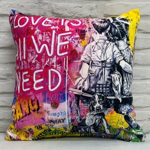 Banksy Graffiti Art, Banksy Pillow Cover, Banksy Cushion Covers, Pillow, Life Is Beautiful, Life Is Short, Love Is All We Need, Banksy Art