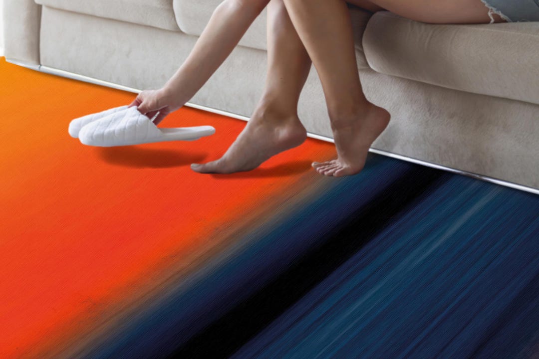 Abstract Gradient Rug, Modern Colorful Digital Rug, Orange and Blue Art ...