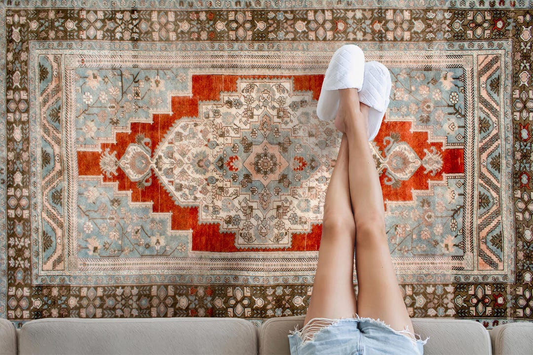 Red Pattern Lounge Rug Red Rug, Geometric Pattern Rug, Medallion Pattern Rug, Vintage Style ...