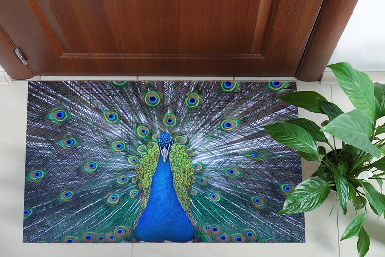 Stair Rug, Home Decor Rug, Accent Rug, Gift For Him, Animal Rug, Peacock Lover Gift Rug, Peacock Rugs, Gift For The Home, Indoor Rug, image 7