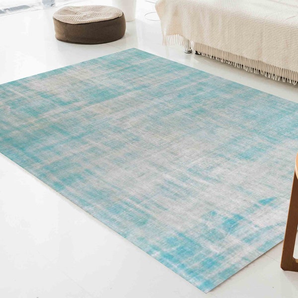 Blue Flat Rugs, Minimal Rug, Modern Rugs, Oushak Rug, Turkish Rug, Boho Rug, Anti-Slip Carpet, Stair Rug, Small Rug, Easy To Clean Rug,