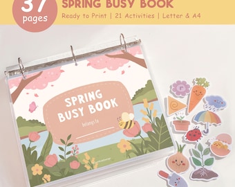Spring Busy Book Printable, Toddler Learning Binder, Spring Garden Activity Book, Preschool Activities, Homeschool Resources, Digital